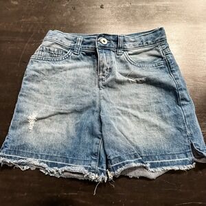 Girls The Children's‎ Place Denim Jean Shorts Midi Mi-long Dark Wash Frayed 10